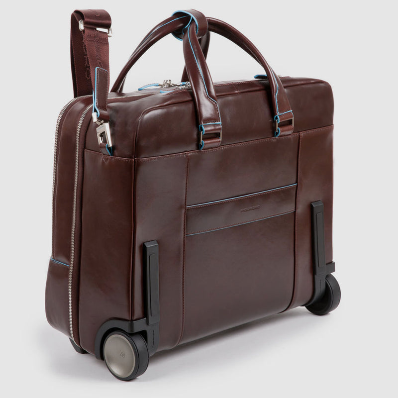 Leather Pilot Bag with 15.6" Laptop Compartment - Black - photo 4