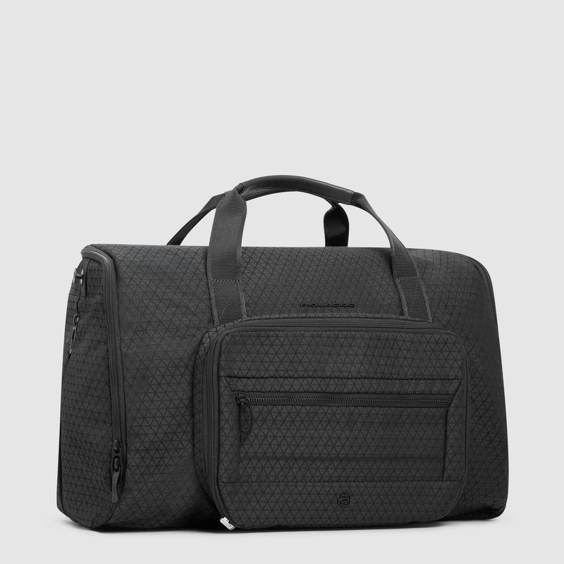 Expandable Duffle Bag in Water-Resistant Recycled Fabric - Black - photo 2