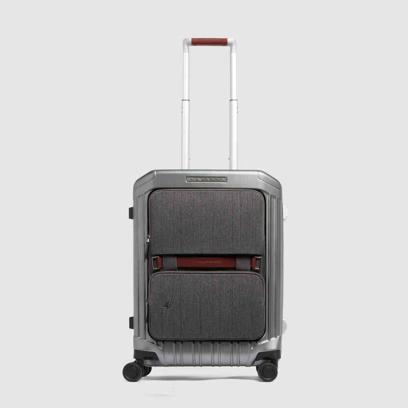 Trolley cabina con pannello frontale porta pc - nero/cuoio