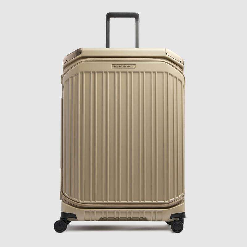 Trolley grande rigido 4 ruote con doppia apertura - beige opaco