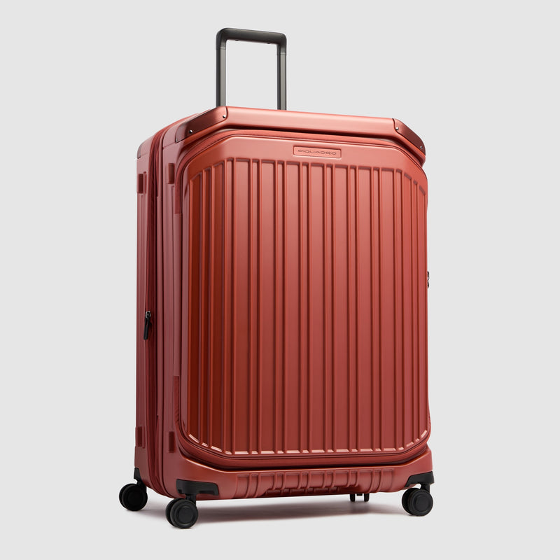 Large Expandable Hardshell Suitcase with Dual Access - Matt leather brown - photo 2