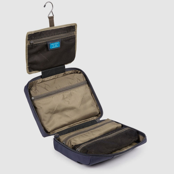 Hanging Toiletry Bag in Recycled Nylon and Leather - 2