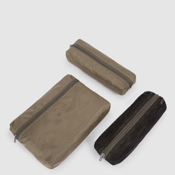Hanging Toiletry Bag in Recycled Nylon and Leather - 3