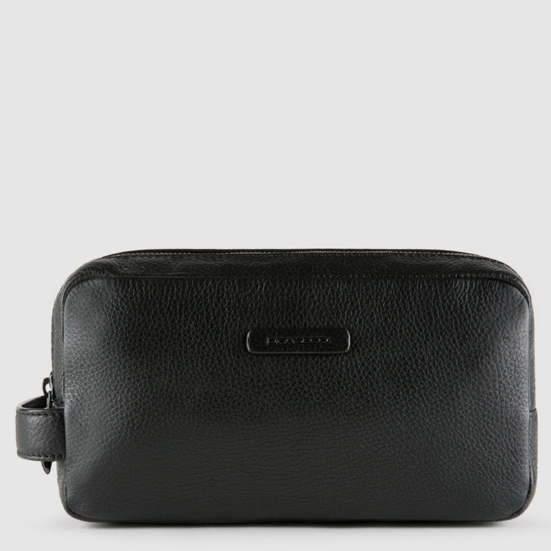 Men's Leather Toiletry Bag with Two Compartments