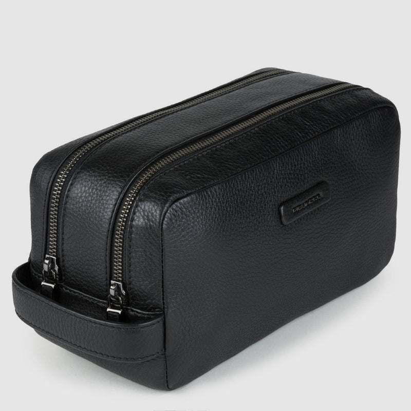 Men's Leather Toiletry Bag with Two Compartments