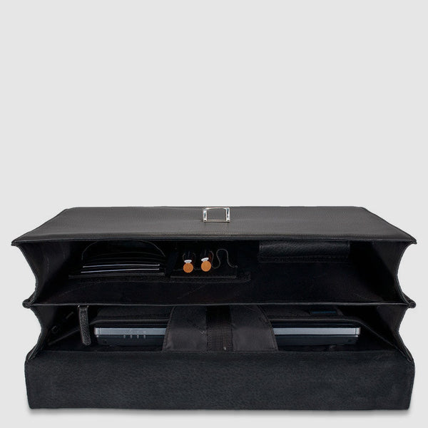 14" Laptop Leather Briefcase with Two Gussets - Black - photo 3