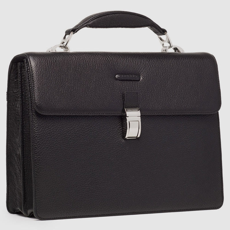 14" Laptop Leather Briefcase with Two Gussets - Black - photo 7