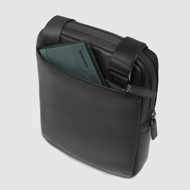 Men's Leather Crossbody Bag with iPad® Compartment - Black - photo 4