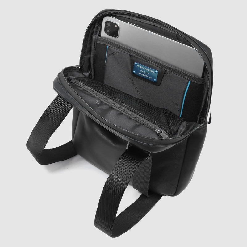 Men's Leather Crossbody Bag with iPad® Compartment - Black - photo 5