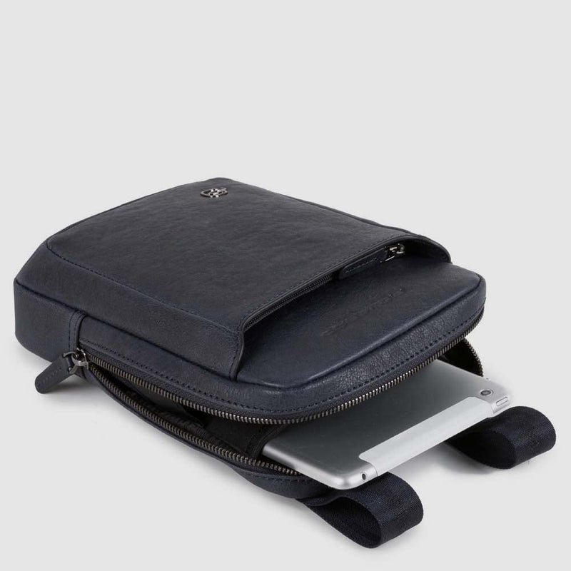 Men's Leather Crossbody Bag for iPad® mini - Black - photo 2