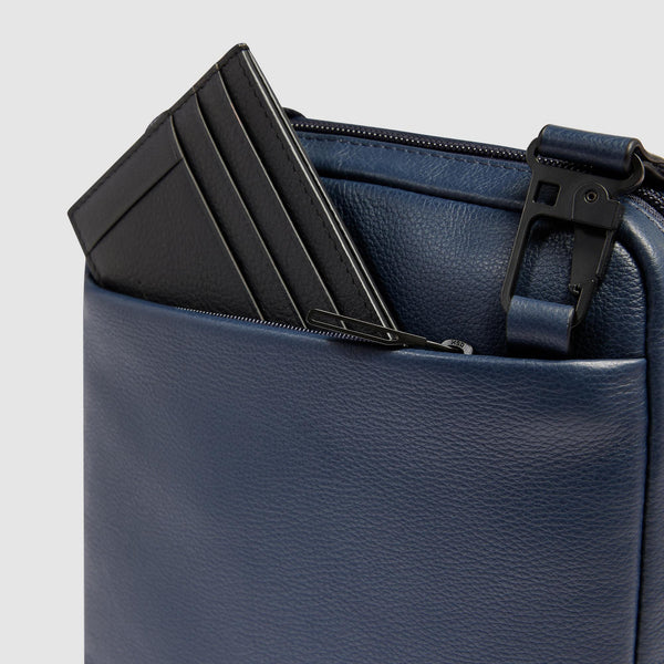Leather Crossbody Bag with RFID Shielding for iPad® mini - Blue - photo 6