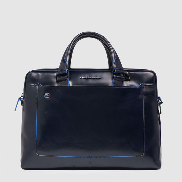 Leather Laptop Briefcase 14" with Monogram Tag - 1