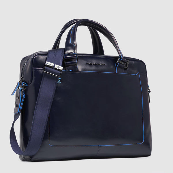 Leather Laptop Briefcase 14" with Monogram Tag - 2