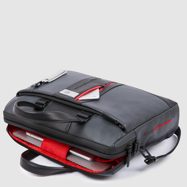 Leather Laptop Bag 15.6" with iPad® Pocket - Grey/Black - photo 2