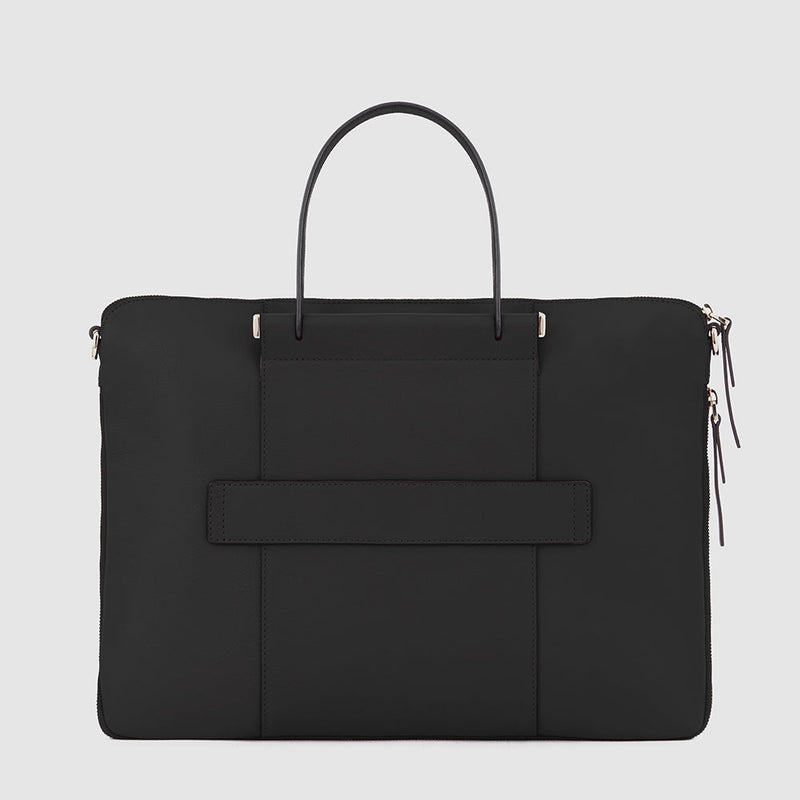 Women's Expandable Leather Laptop Bag 15.6" - Black - photo 3