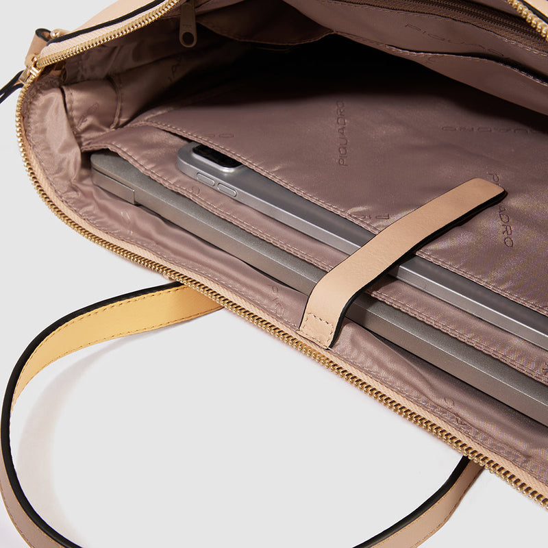 Women's Expandable Leather Laptop Bag 15.6" - Black - photo 6