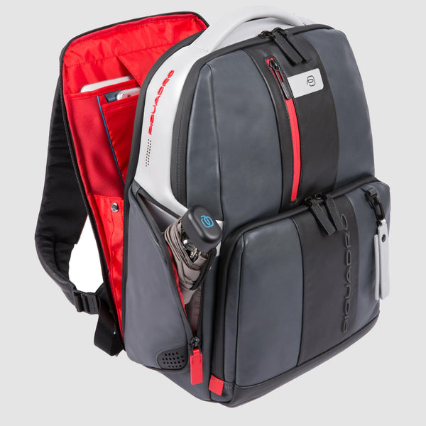 Mochila de couro para notebook 15,6" com Fast Check - Cinza/Preto - foto 2