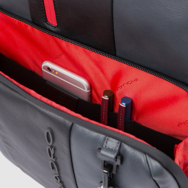 Mochila de couro para notebook 15,6" com Fast Check - Cinza/Preto - foto 9
