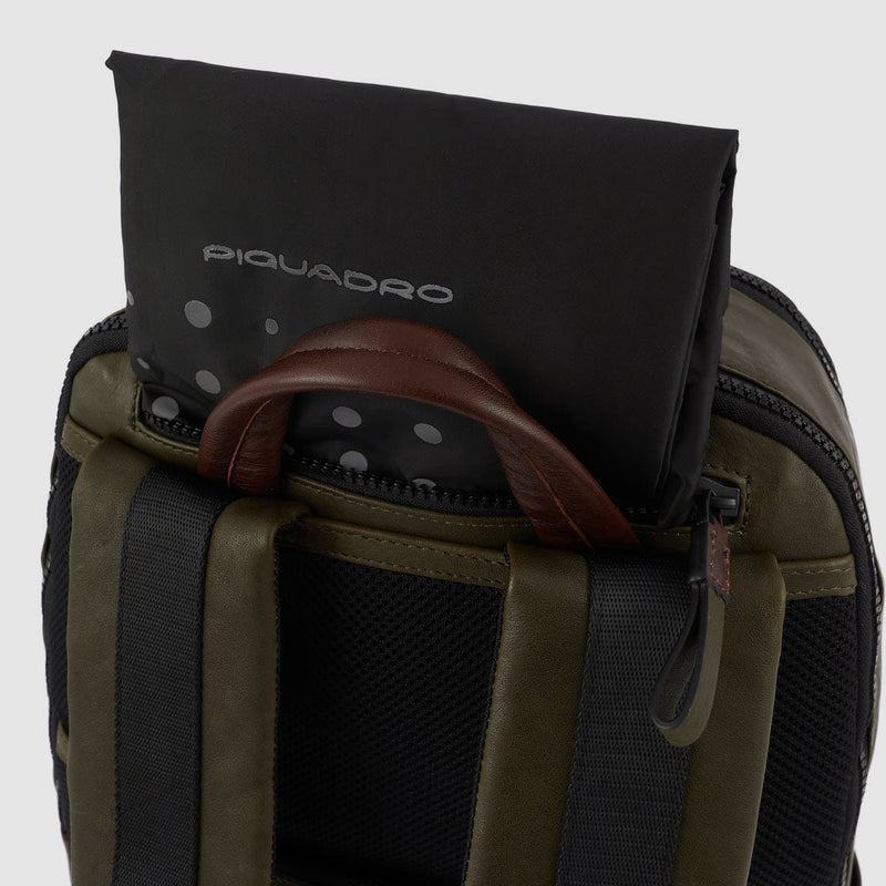 Leather Laptop Backpack 15.6" with Rain Cover