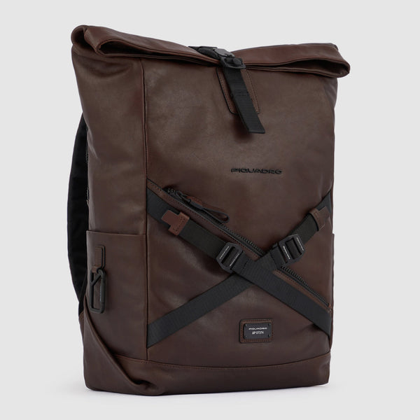 Skórzany plecak typu roll-top na laptopa 15,6" - Musztardowy - zdjęcie 2