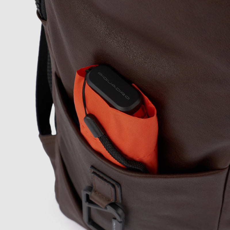 Roll-Top Leather Backpack for 15.6" Laptop - Dark brown - photo 11