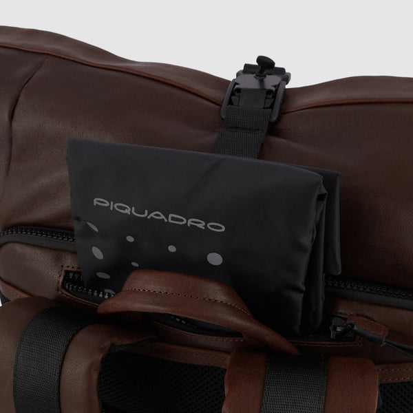 Roll-Top Leather Backpack for 15.6" Laptop - Dark brown - photo 8