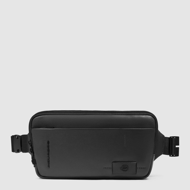 Leather Bum Bag with Anti-Theft Zips & RFID Protection - Black