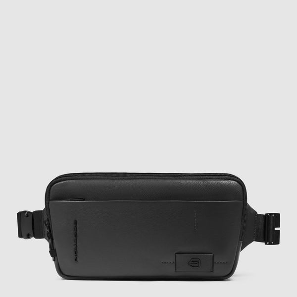 Leather Bum Bag with Anti-Theft Zips & RFID Protection - Black