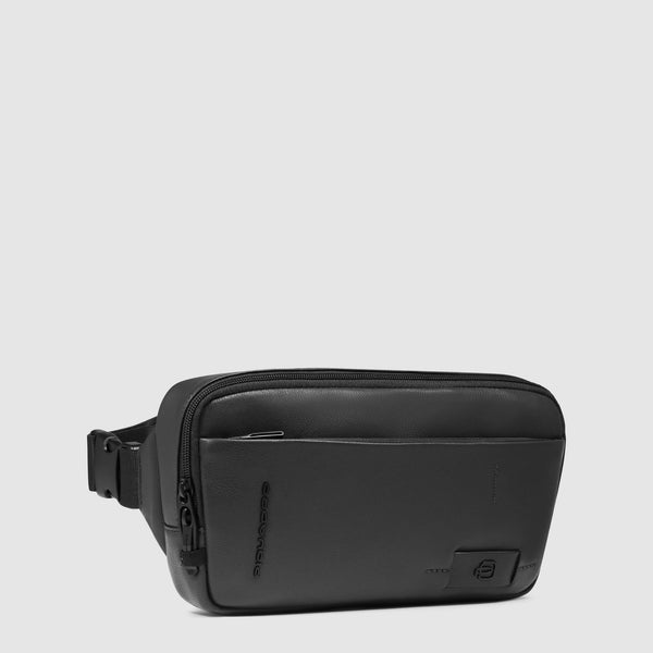 Leather Bum Bag with Anti-Theft Zips & RFID Protection - Black - photo 2