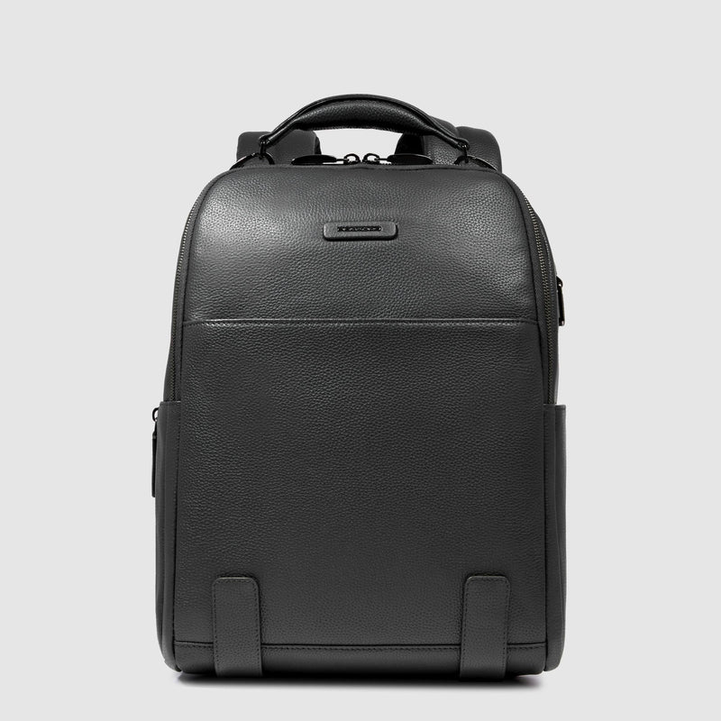 14" Leather Laptop Backpack with Cable Lock - Black