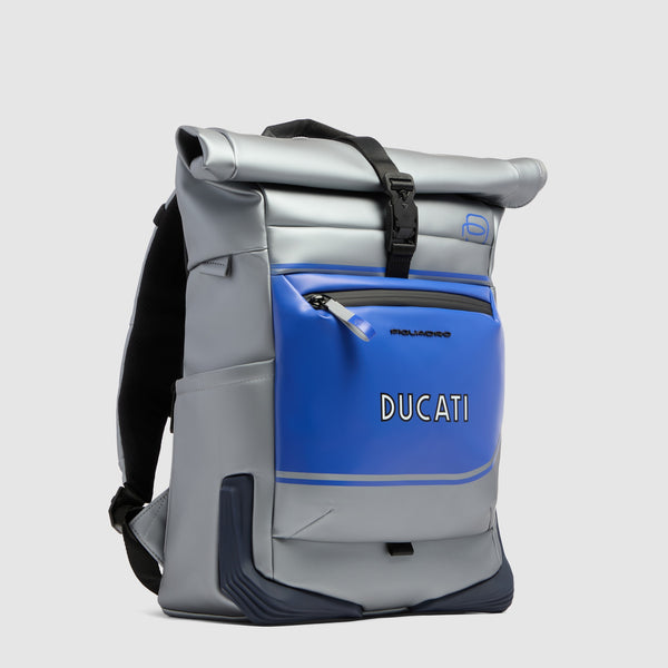 Roll-Top 15.6" Laptop Backpack Piquadro x Ducati - Silver/Blue - photo 2