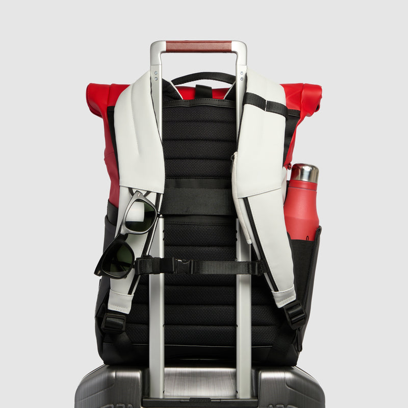 Roll-Top 15.6" Laptop Backpack Piquadro x Ducati - White/Red/Green - photo 3