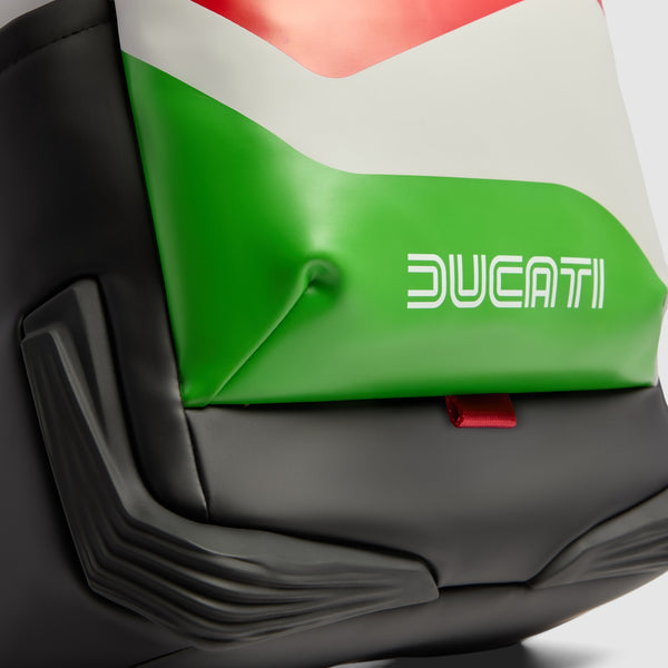 Roll-Top 15.6" Laptop Backpack Piquadro x Ducati - White/Red/Green - photo 5