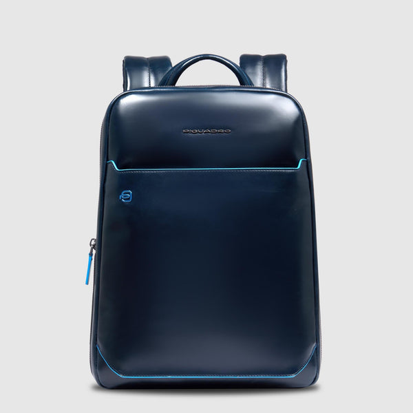 Personalizable Leather Laptop Backpack 14" - Night blue