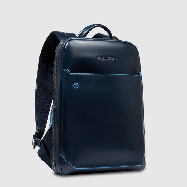 Personalizable Leather Laptop Backpack 14" - Night blue - photo 2