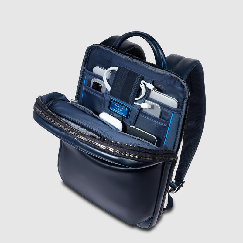 Personalizable Leather Laptop Backpack 14" - Night blue - photo 4