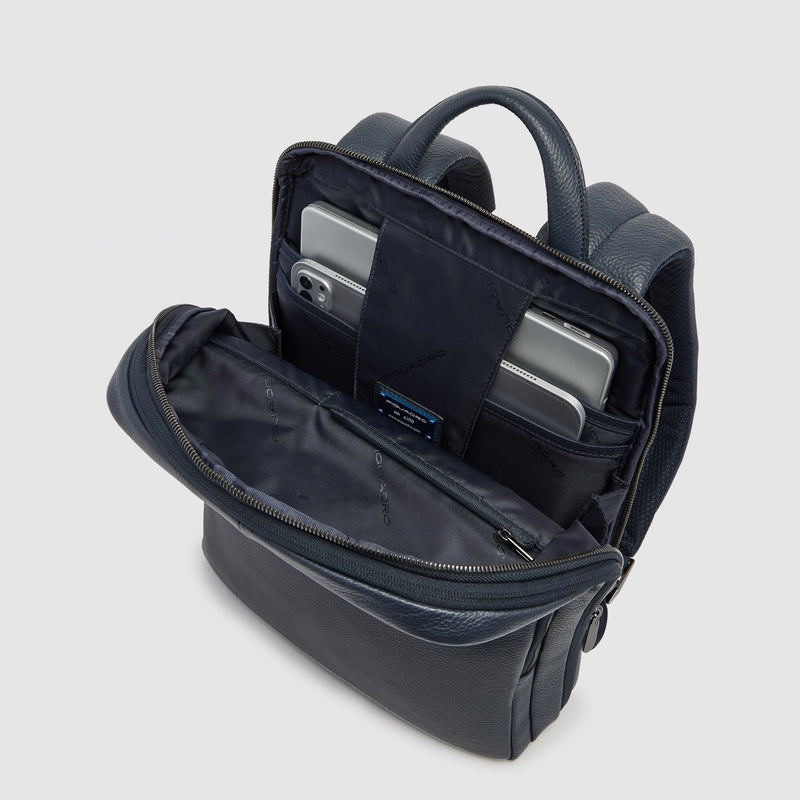 Slim Expandable Leather Laptop Backpack 14"