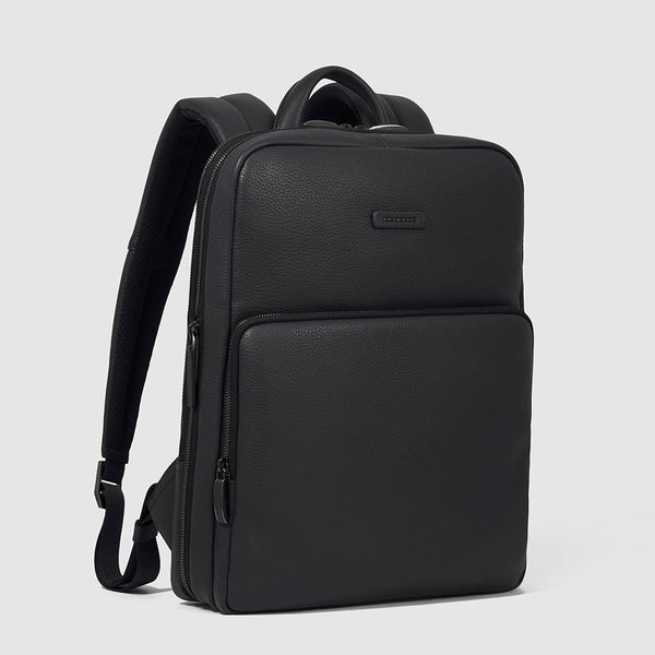 Slim Expandable Leather Laptop Backpack 14" - Black - photo 2