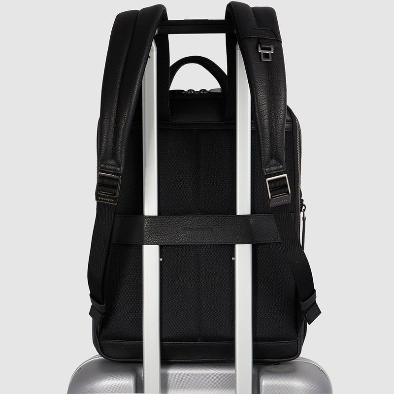 Slim Expandable Leather Laptop Backpack 14" - Black - photo 6