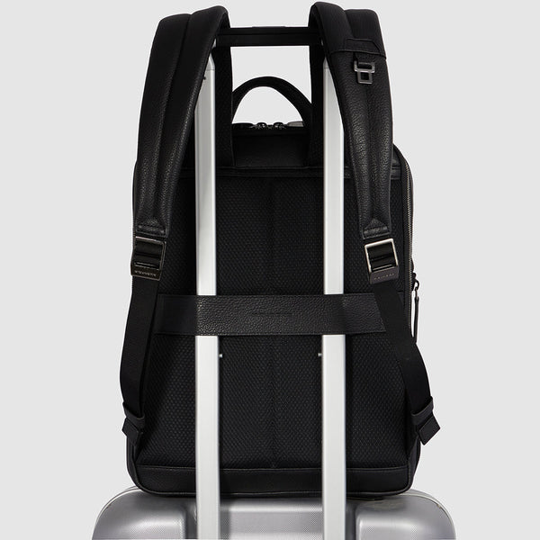 Slim Expandable Leather Laptop Backpack 14" - Black - photo 6