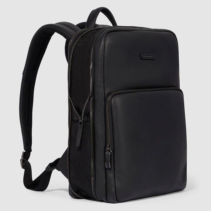 Slim Expandable Leather Laptop Backpack 14" - Black - photo 7