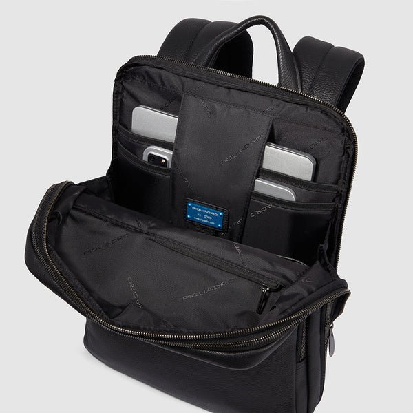 Slim Expandable Leather Laptop Backpack 14" - Black - photo 8