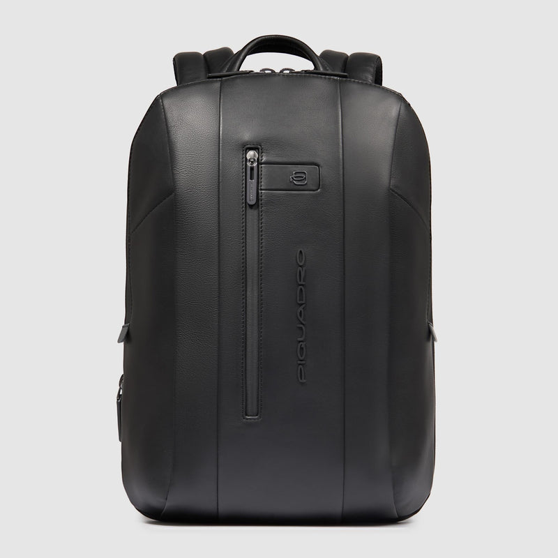 Expandable Leather Laptop Backpack 15.6" - Black