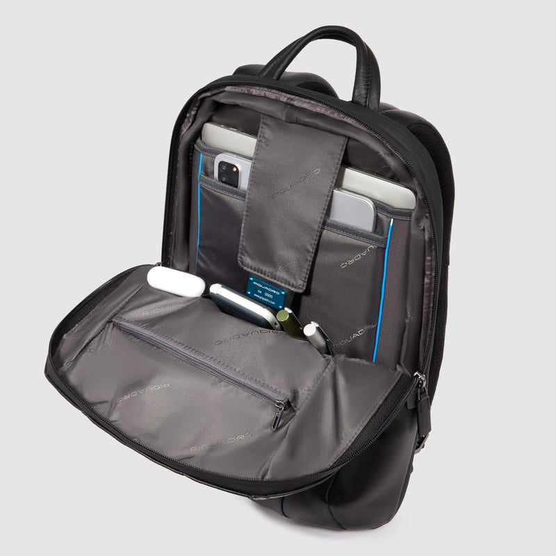 Expandable Leather Laptop Backpack 15.6" - Black - photo 5