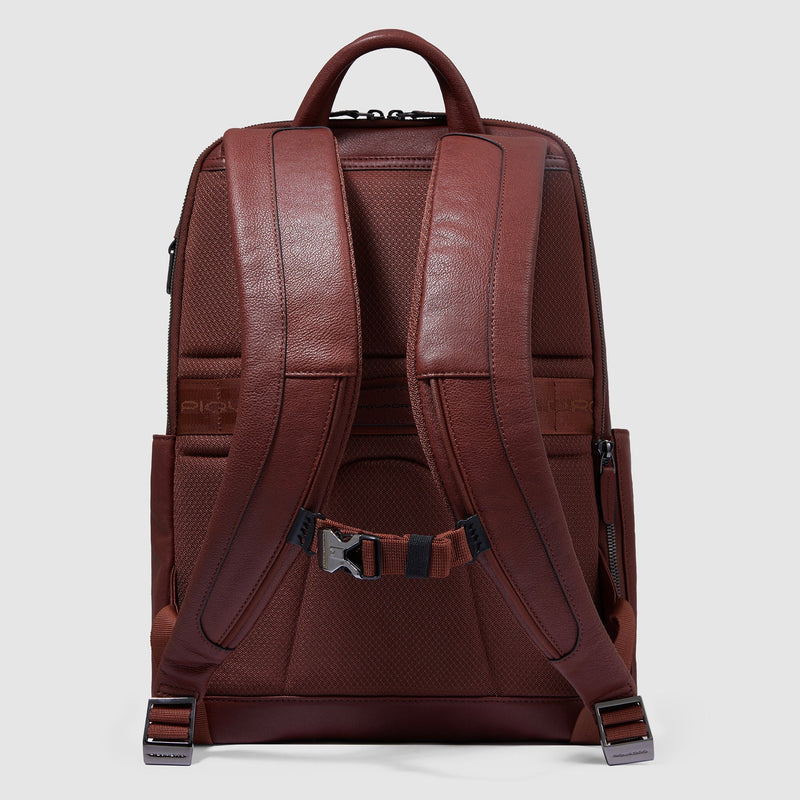Leather Laptop Backpack 14" with Anti-Theft Cable - Tobacco - photo 3