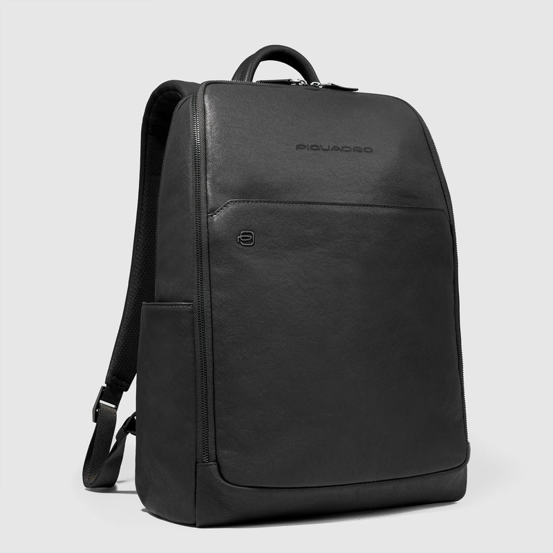 Leather Laptop Backpack 14" with Anti-Theft Cable - Black - photo 2