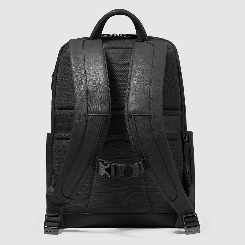 Leather Laptop Backpack 14" with Anti-Theft Cable - Black - photo 3