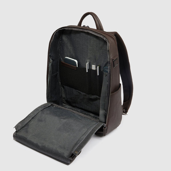Leather Laptop Backpack 14" with Anti-Theft Cable - Black - photo 4
