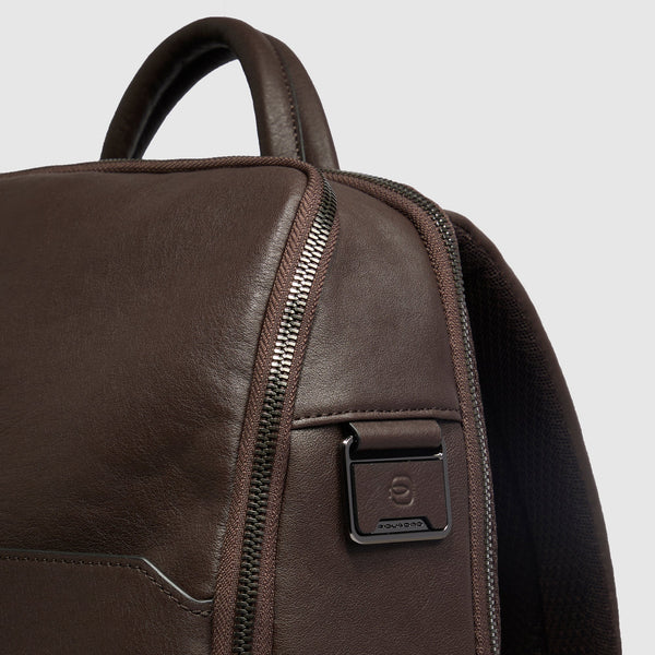 Leather Laptop Backpack 14" with Anti-Theft Cable - Black - photo 5