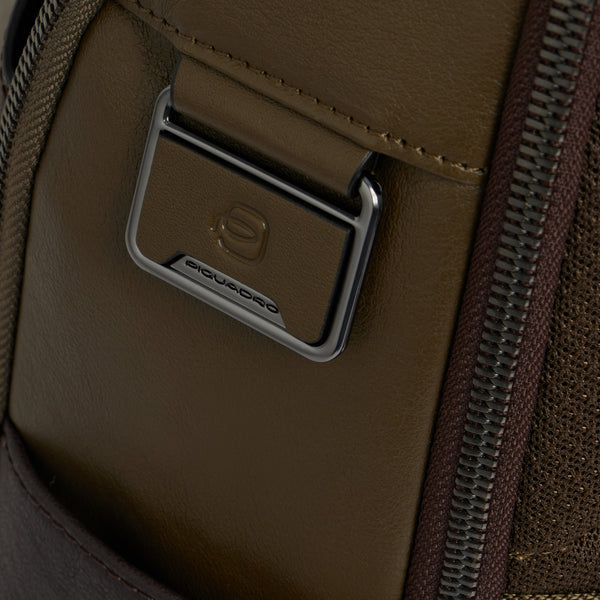 Leather Laptop Backpack 15.6" Black Square - Green/Dark brown - photo 7